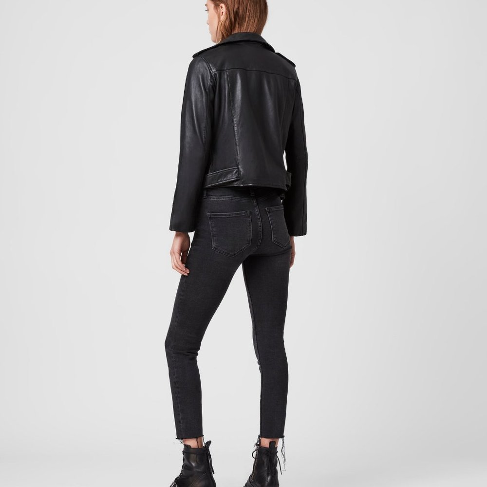 All Saints Balfern Black Leather Biker Jacket - Picture 11 of 11